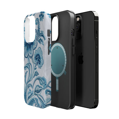 Blue Floral Magnetic Impact - Resistant Phone Case - DIGITAL X