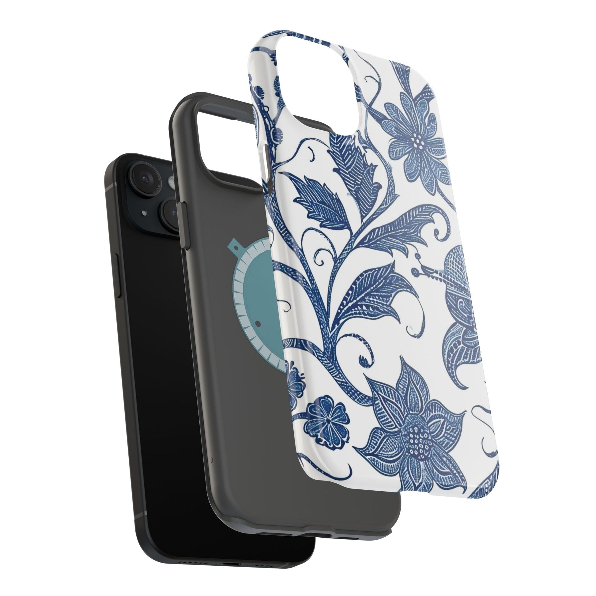 Blue Floral Magnetic Impact - Resistant Phone Case - DIGITAL X