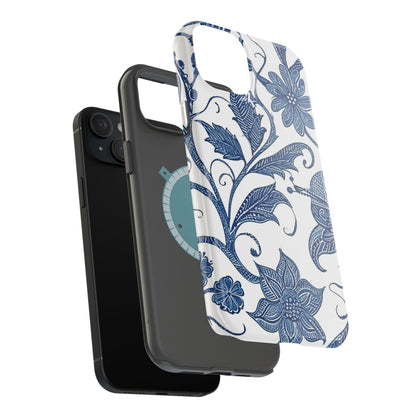 Blue Floral Magnetic Impact - Resistant Phone Case - DIGITAL X