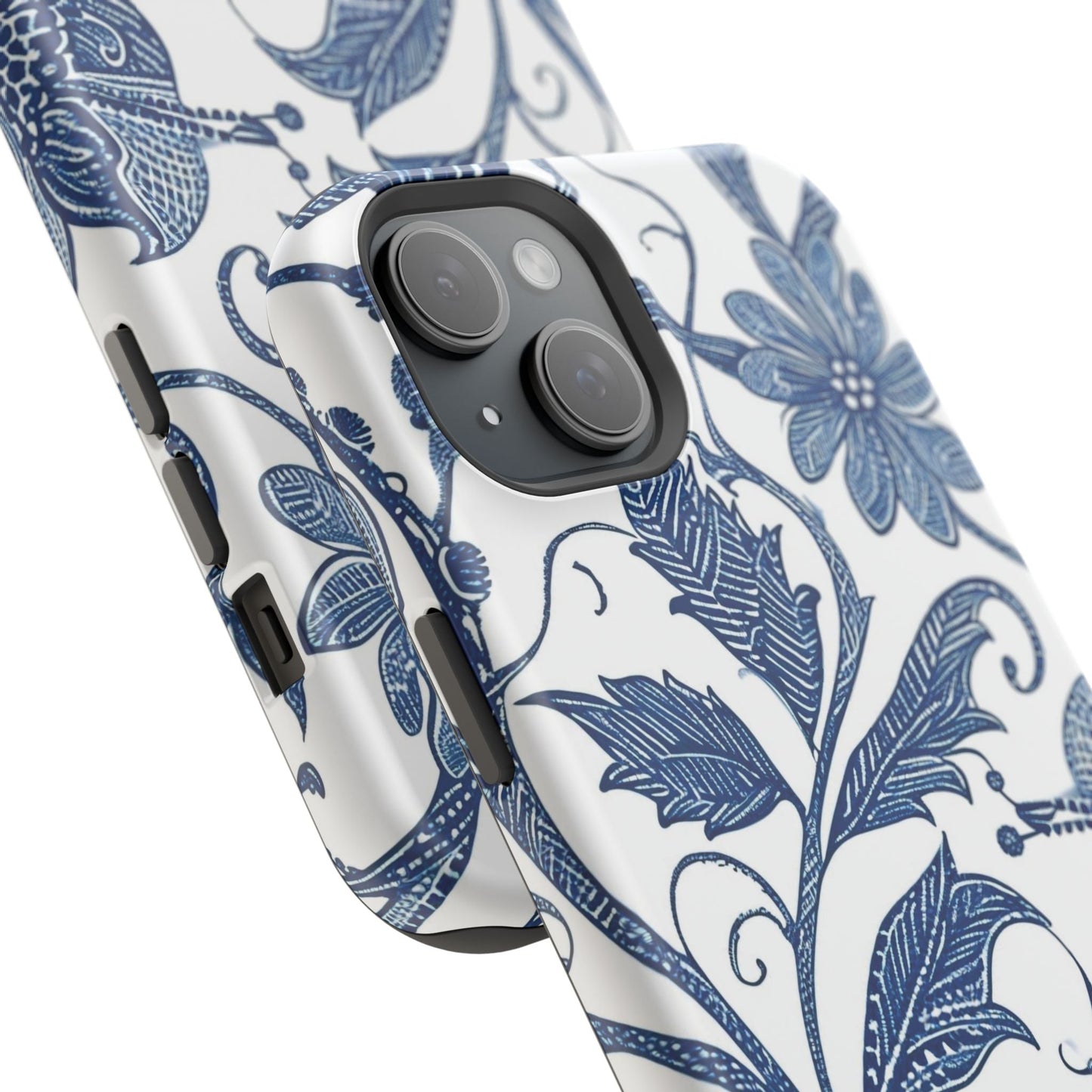 Blue Floral Magnetic Impact - Resistant Phone Case - DIGITAL X