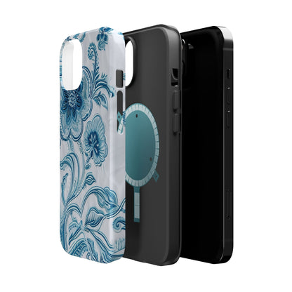 Blue Floral Magnetic Impact - Resistant Phone Case - DIGITAL X