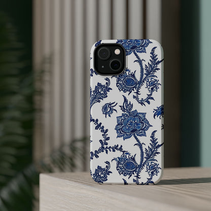 Blue Floral Magnetic Impact - Resistant Phone Case - DIGITAL X