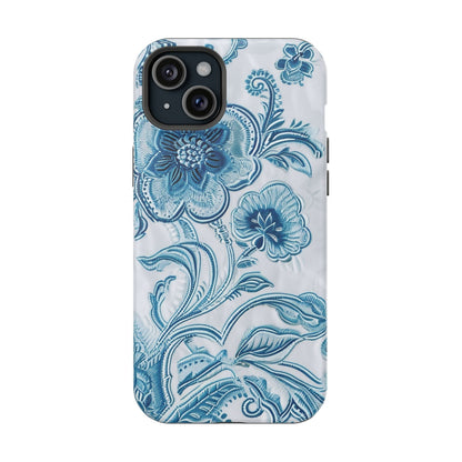 Blue Floral Magnetic Impact - Resistant Phone Case - DIGITAL X