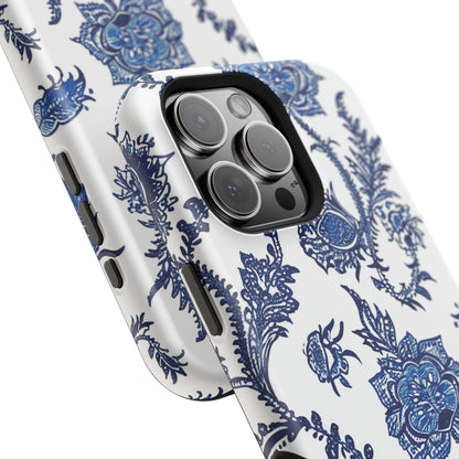 Blue Floral Magnetic Impact - Resistant Phone Case - DIGITAL X