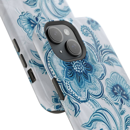Blue Floral Magnetic Impact - Resistant Phone Case - DIGITAL X
