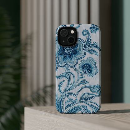 Blue Floral Magnetic Impact - Resistant Phone Case - DIGITAL X