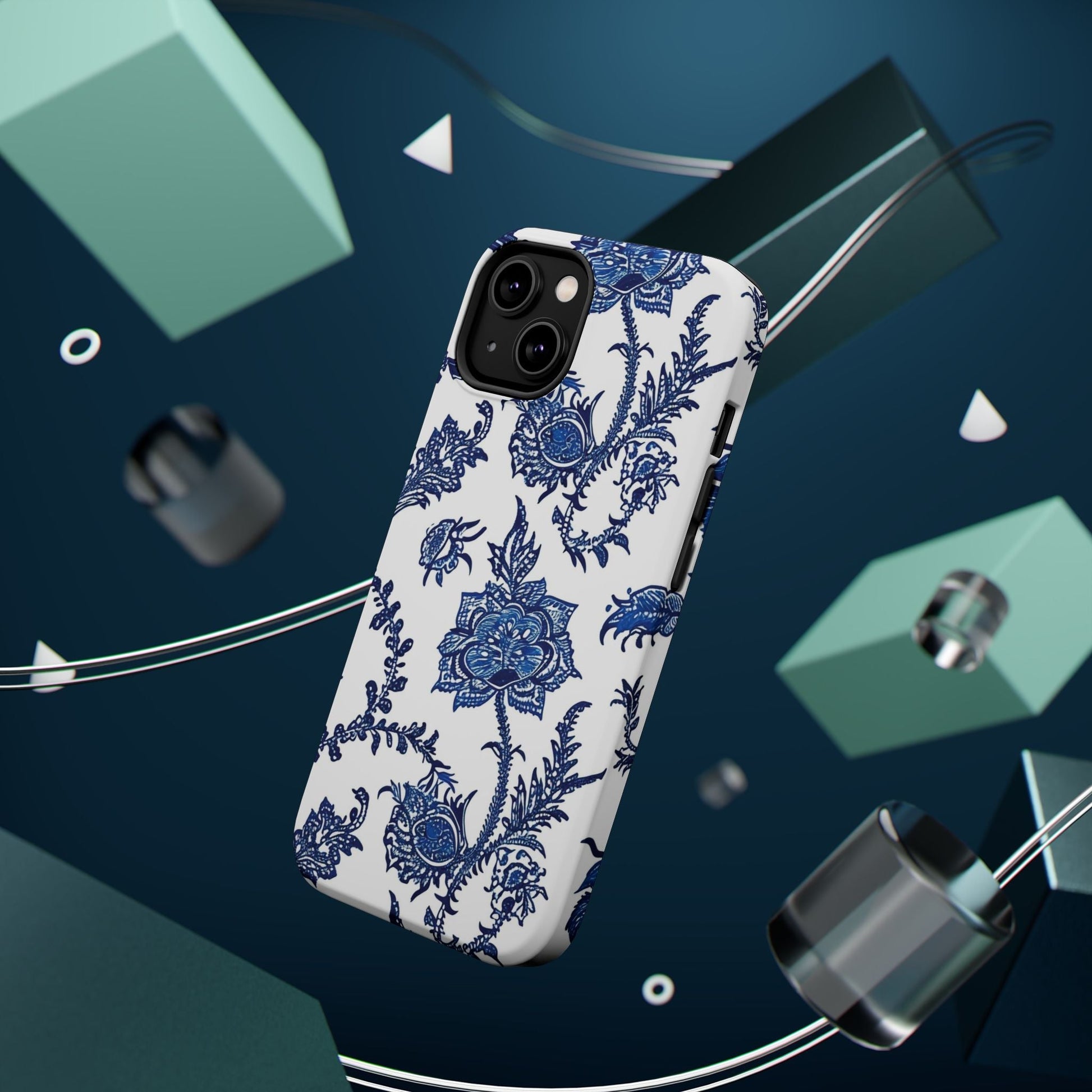 Blue Floral Magnetic Impact - Resistant Phone Case - DIGITAL X