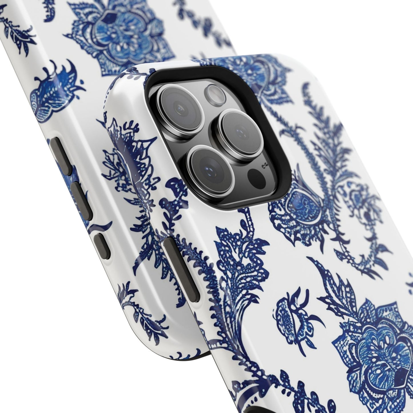 Blue Floral Magnetic Impact - Resistant Phone Case - DIGITAL X