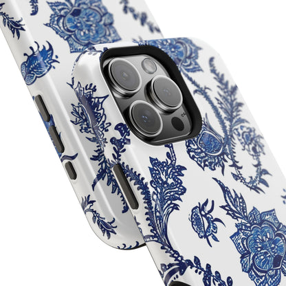 Blue Floral Magnetic Impact - Resistant Phone Case - DIGITAL X