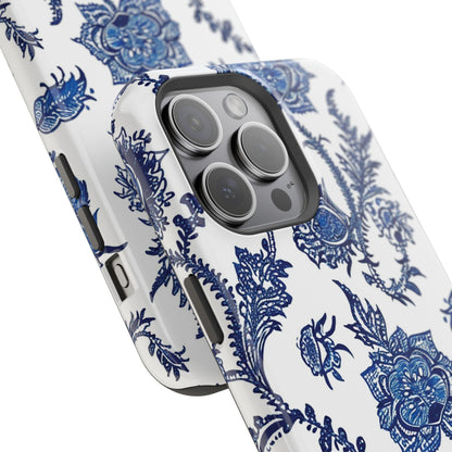 Blue Floral Magnetic Impact - Resistant Phone Case - DIGITAL X