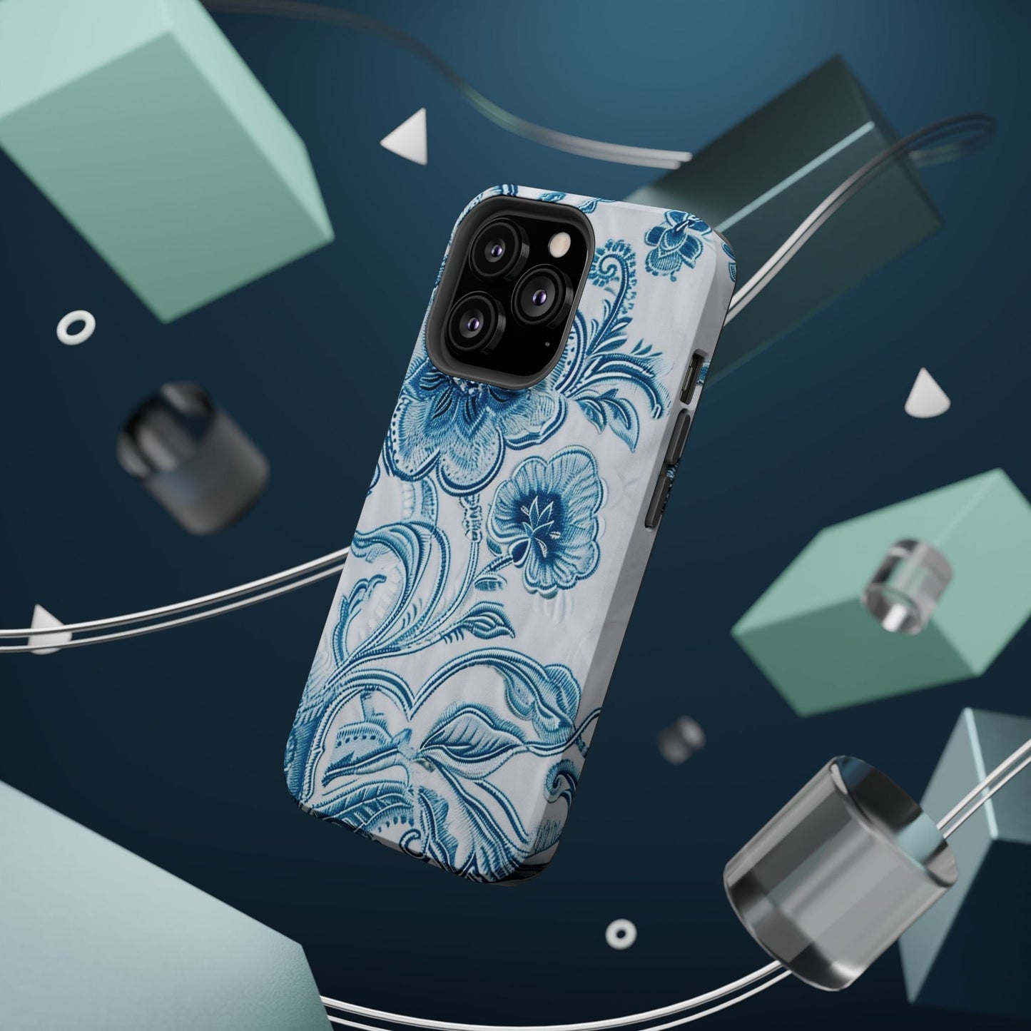 Blue Floral Magnetic Impact - Resistant Phone Case - DIGITAL X