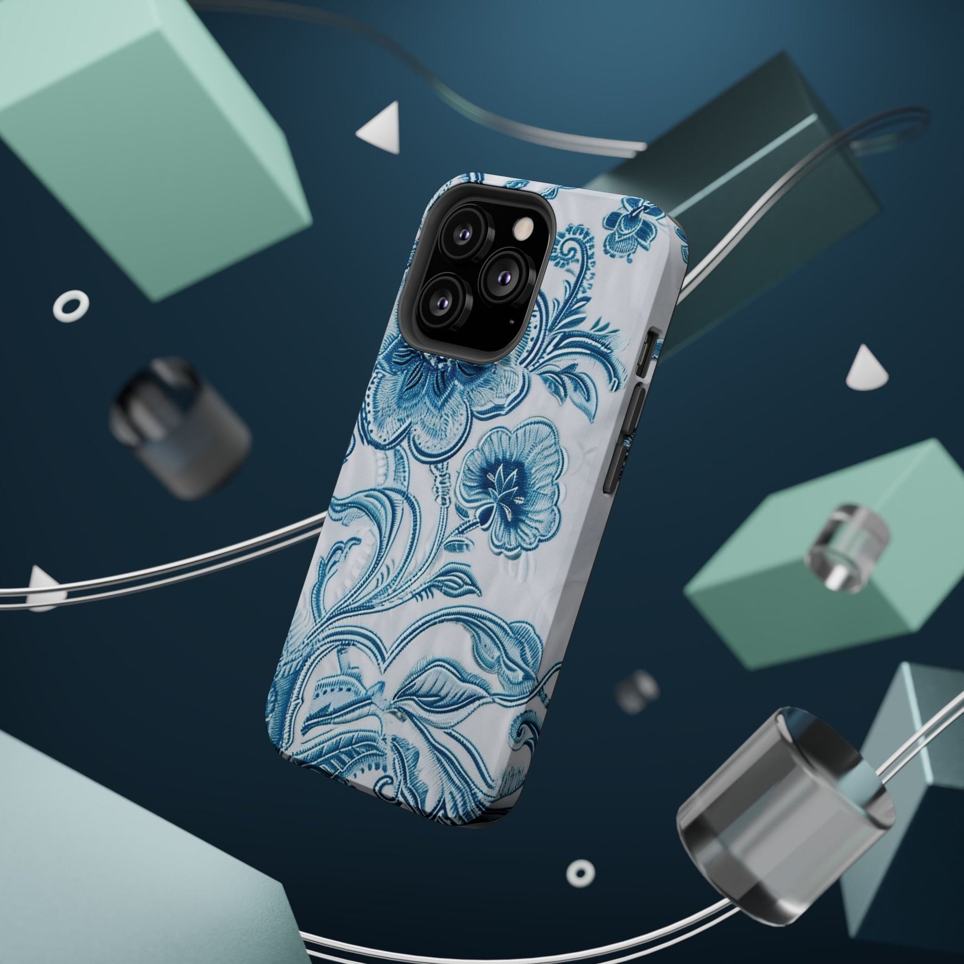 Blue Floral Magnetic Impact - Resistant Phone Case - DIGITAL X