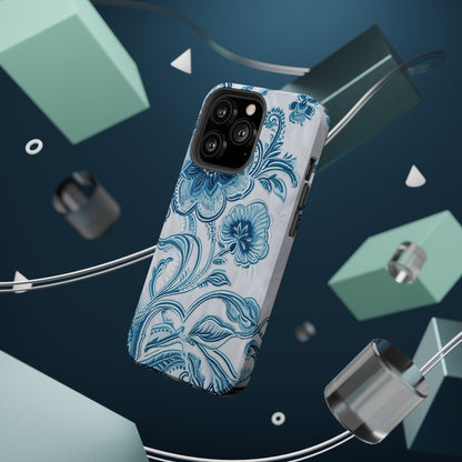 Blue Floral Magnetic Impact - Resistant Phone Case - DIGITAL X