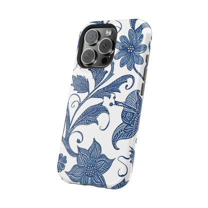 Blue Floral Magnetic Impact - Resistant Phone Case - DIGITAL X
