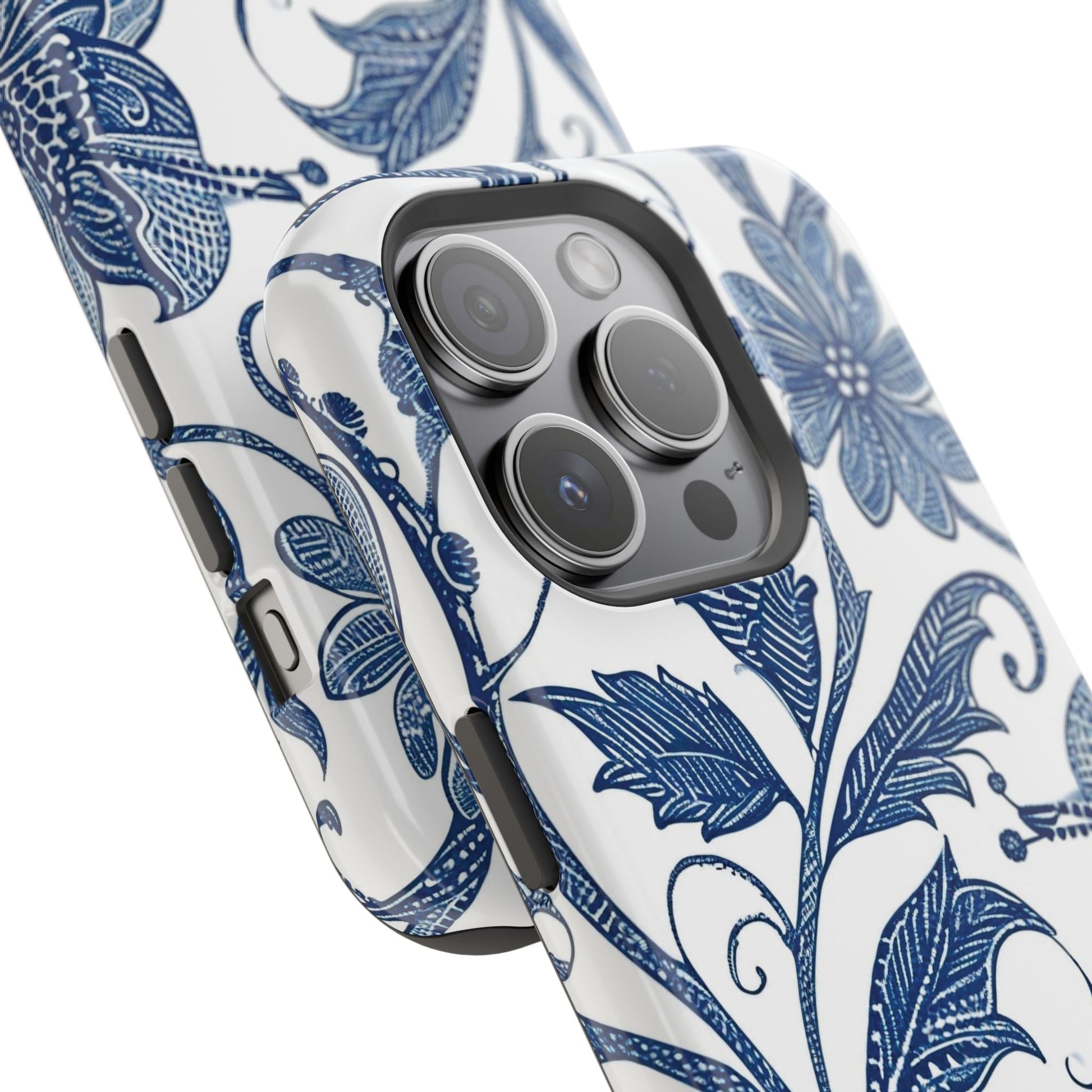 Blue Floral Magnetic Impact - Resistant Phone Case - DIGITAL X