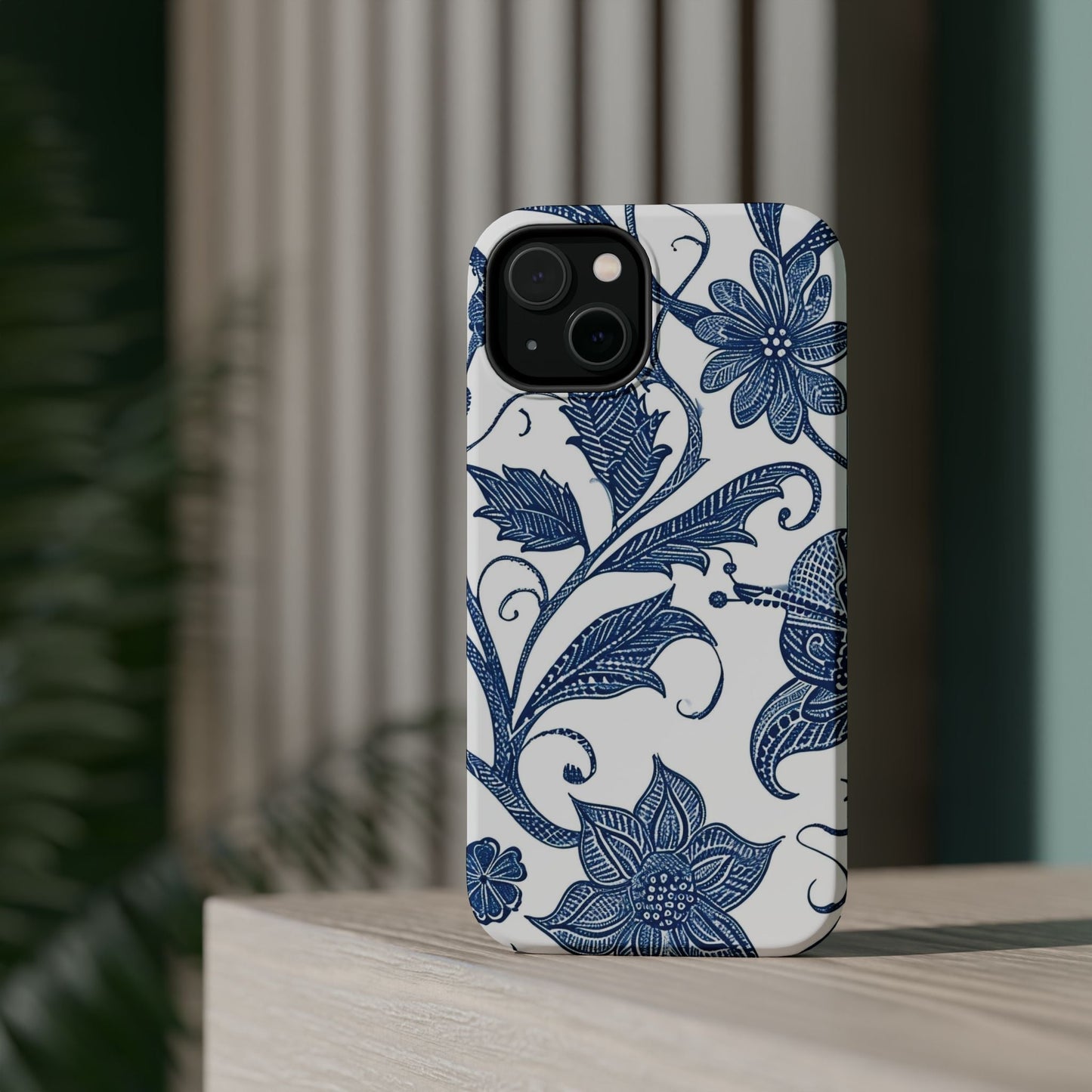 Blue Floral Magnetic Impact - Resistant Phone Case - DIGITAL X