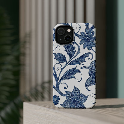 Blue Floral Magnetic Impact - Resistant Phone Case - DIGITAL X