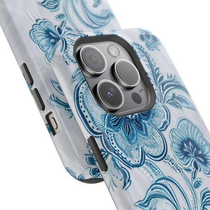 Blue Floral Magnetic Impact - Resistant Phone Case - DIGITAL X