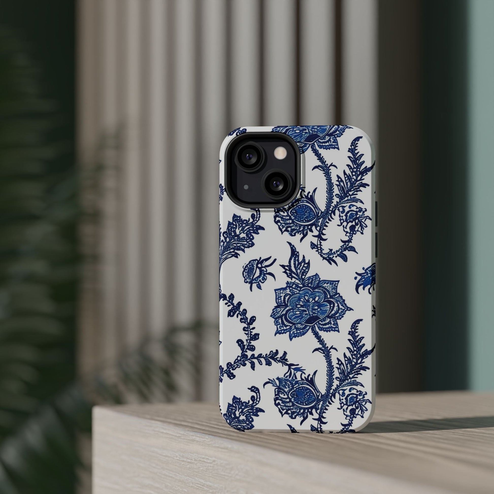 Blue Floral Magnetic Impact - Resistant Phone Case - DIGITAL X
