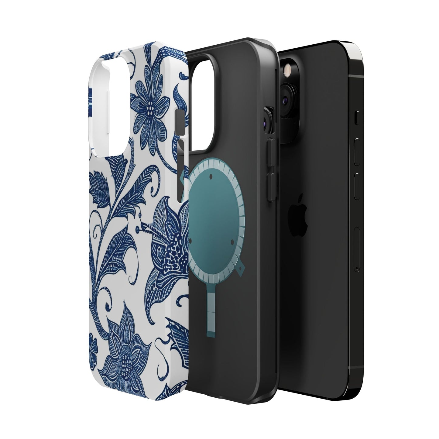 Blue Floral Magnetic Impact - Resistant Phone Case - DIGITAL X