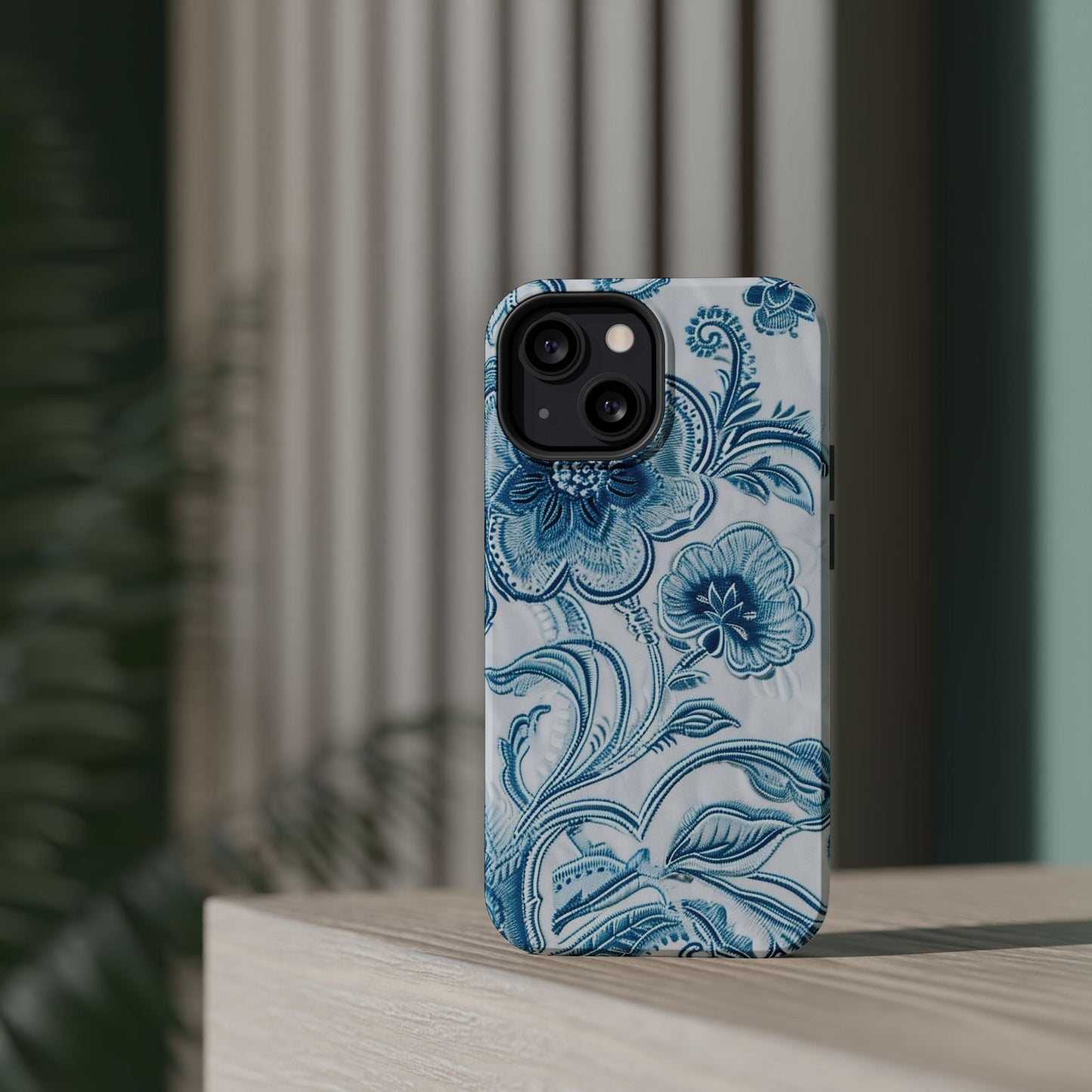 Blue Floral Magnetic Impact - Resistant Phone Case - DIGITAL X
