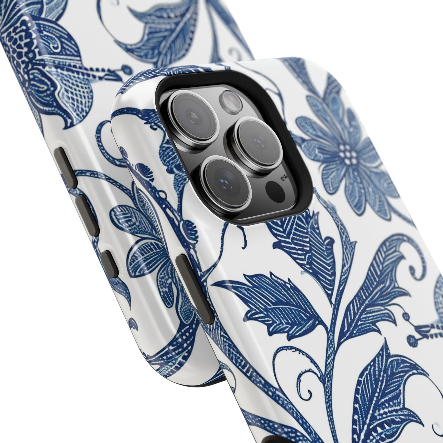 Blue Floral Magnetic Impact - Resistant Phone Case - DIGITAL X
