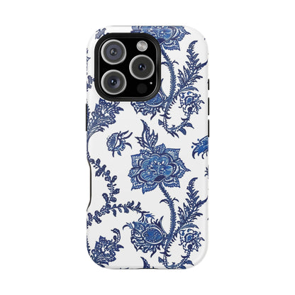 Blue Floral Magnetic Impact - Resistant Phone Case - DIGITAL X