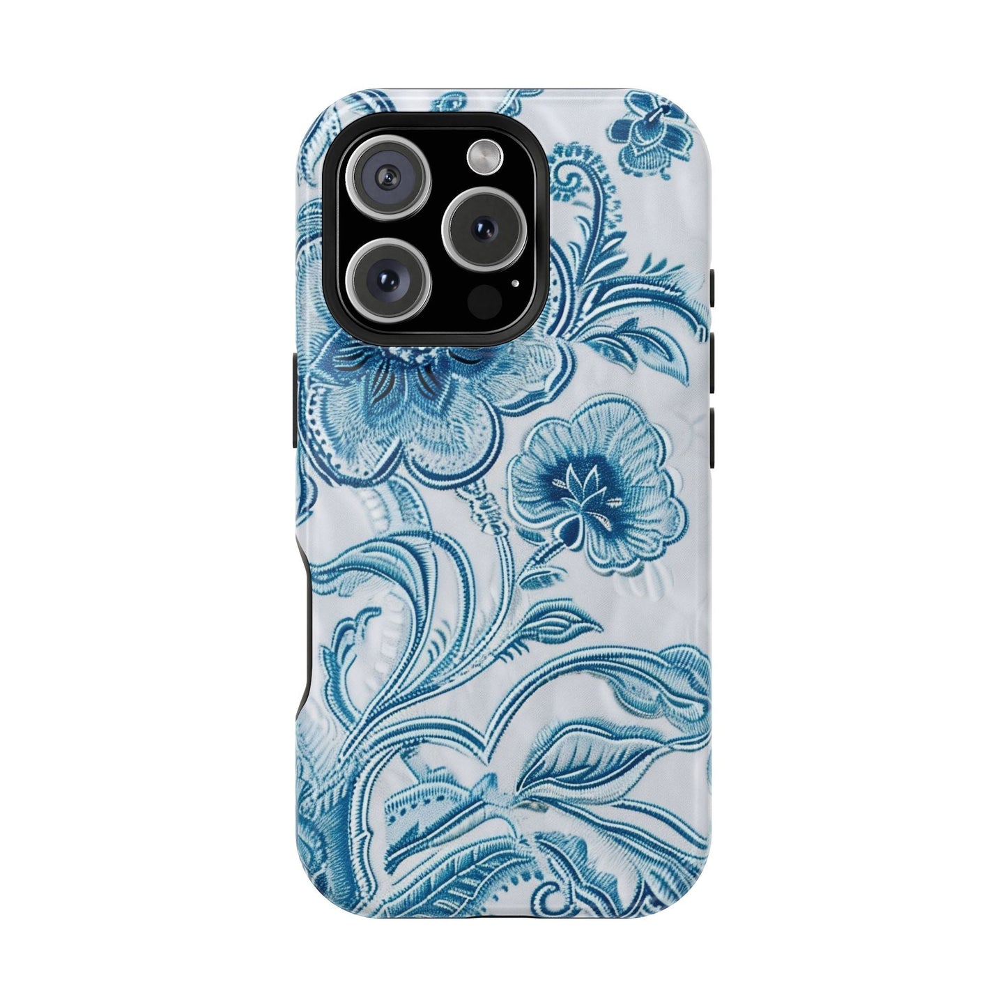 Blue Floral Magnetic Impact - Resistant Phone Case - DIGITAL X
