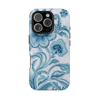 Blue Floral Magnetic Impact - Resistant Phone Case - DIGITAL X