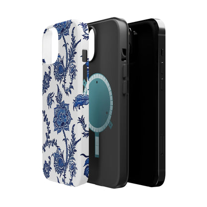 Blue Floral Magnetic Impact - Resistant Phone Case - DIGITAL X