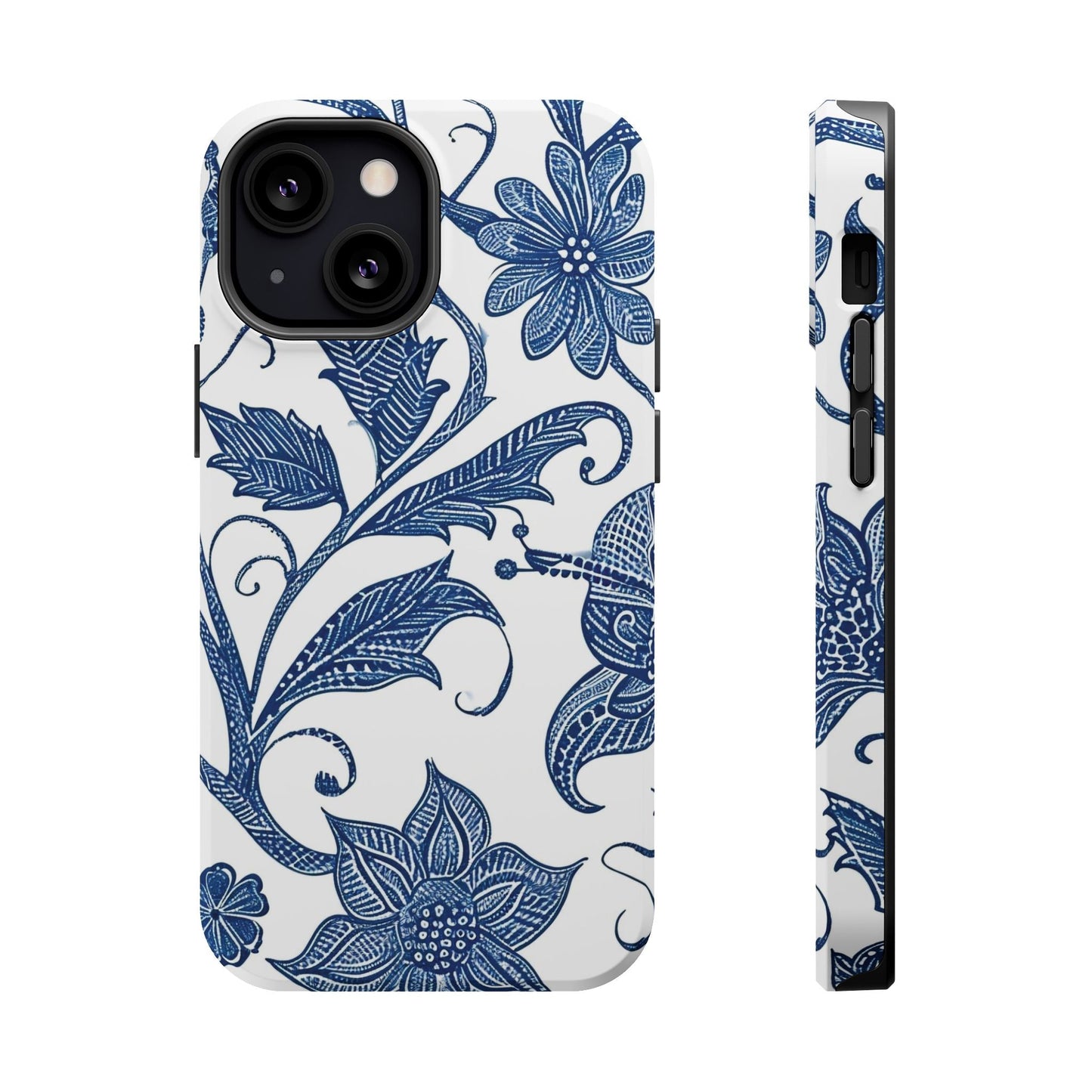 Blue Floral Magnetic Impact - Resistant Phone Case - DIGITAL X
