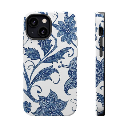 Blue Floral Magnetic Impact - Resistant Phone Case - DIGITAL X