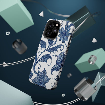 Blue Floral Magnetic Impact - Resistant Phone Case - DIGITAL X