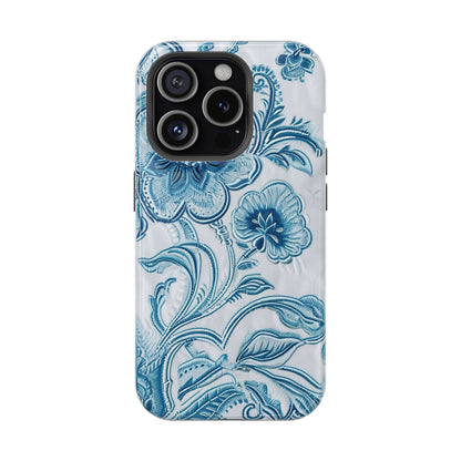 Blue Floral Magnetic Impact - Resistant Phone Case - DIGITAL X