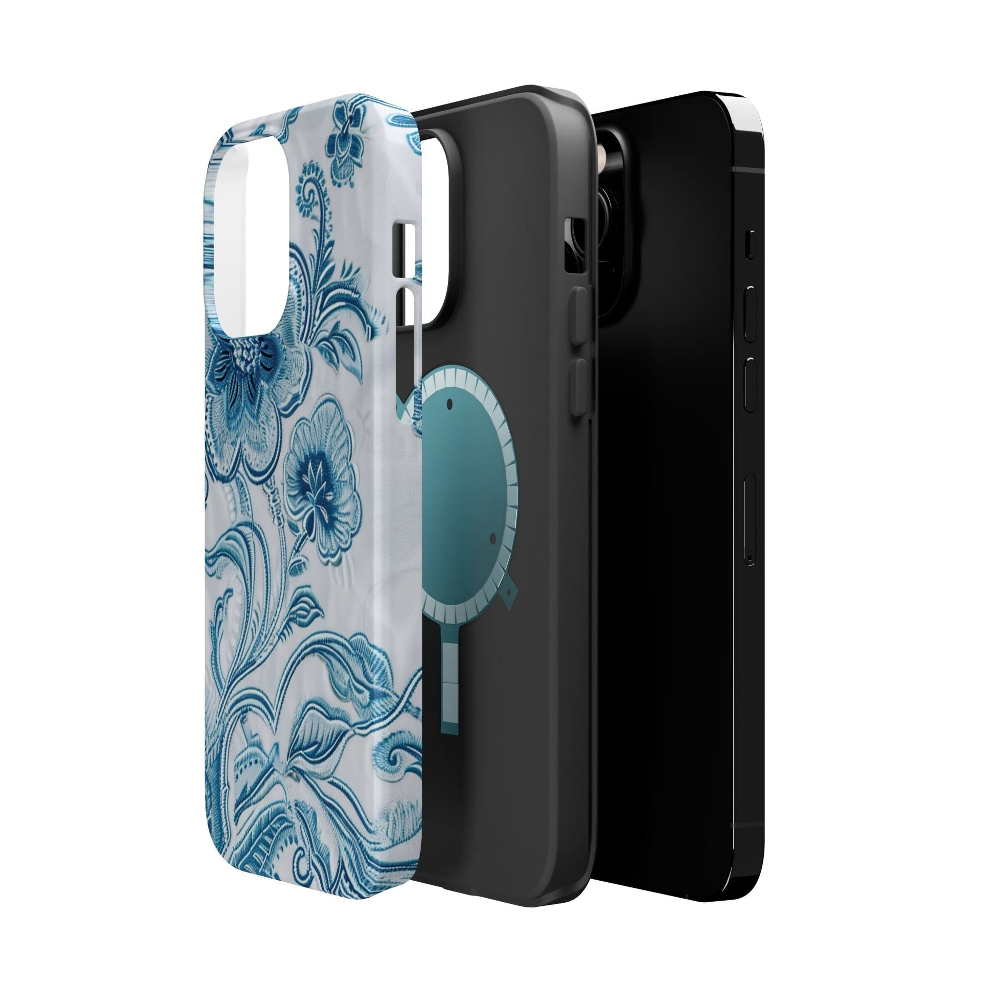 Blue Floral Magnetic Impact - Resistant Phone Case - DIGITAL X