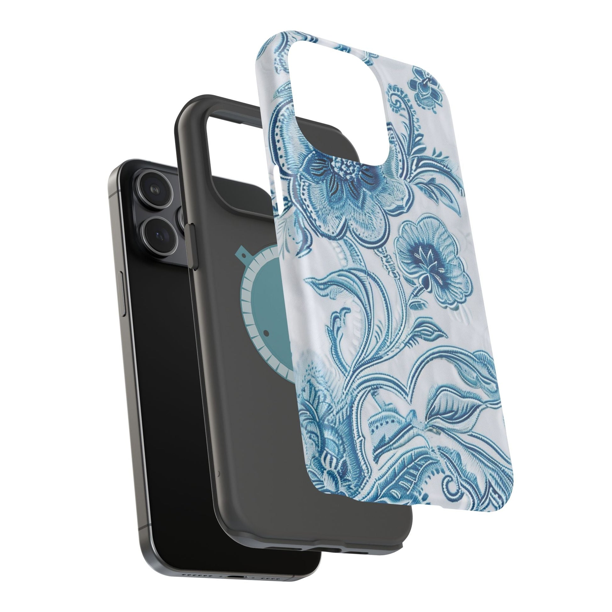 Blue Floral Magnetic Impact - Resistant Phone Case - DIGITAL X