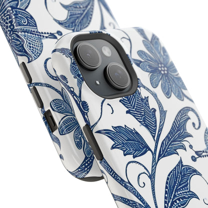 Blue Floral Magnetic Impact - Resistant Phone Case - DIGITAL X