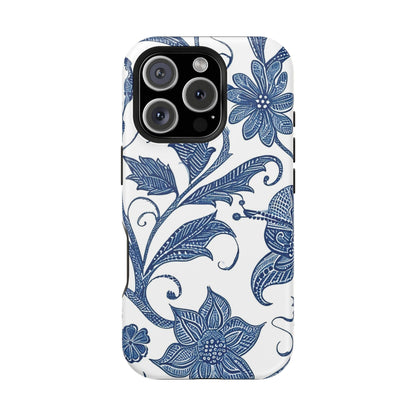 Blue Floral Magnetic Impact - Resistant Phone Case - DIGITAL X