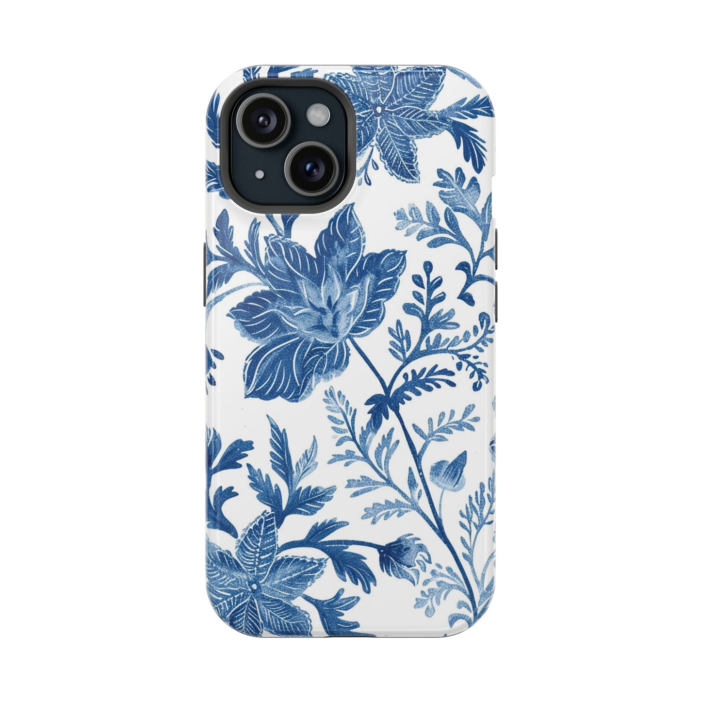 Blue Floral Magnetic Phone Case — Impact‑Resistant Protective Cover - DIGITAL X