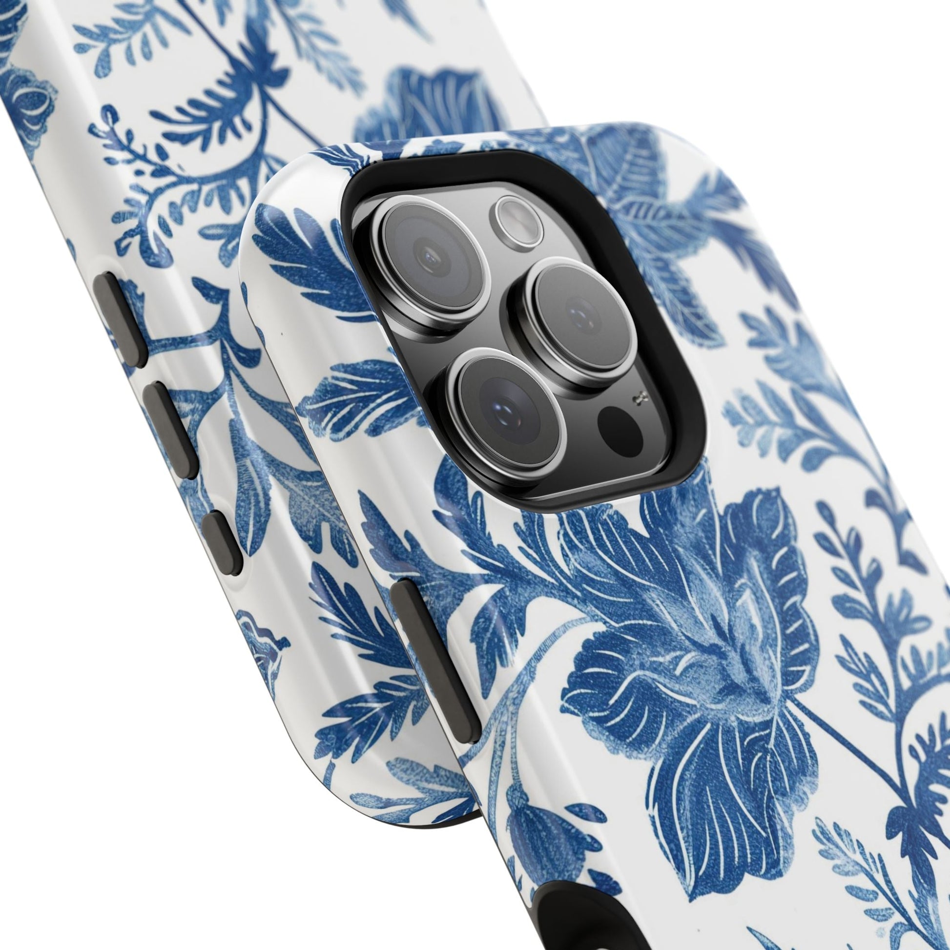 Blue Floral Magnetic Phone Case — Impact‑Resistant Protective Cover - DIGITAL X