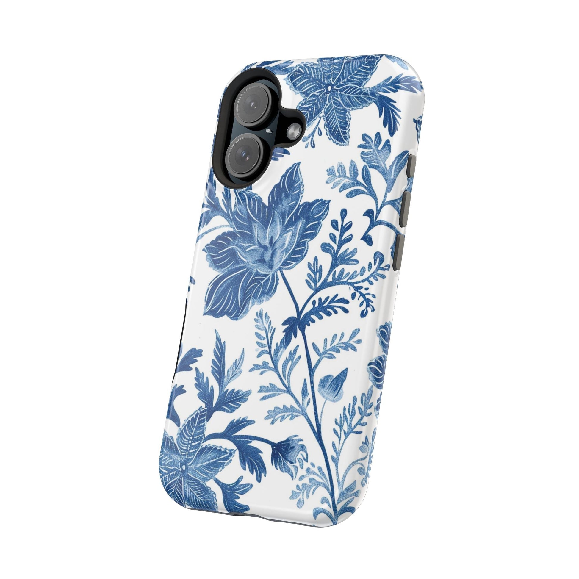 Blue Floral Magnetic Phone Case — Impact‑Resistant Protective Cover - DIGITAL X