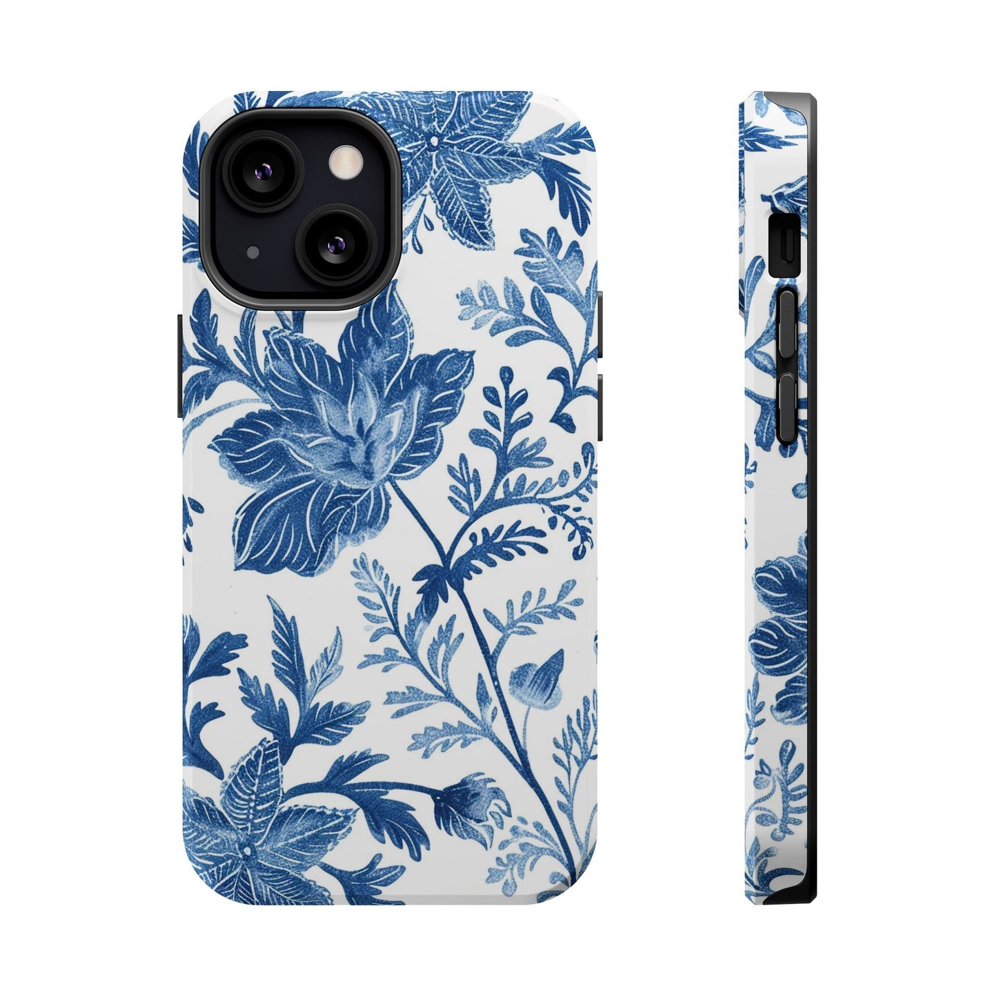 Blue Floral Magnetic Phone Case — Impact‑Resistant Protective Cover - DIGITAL X