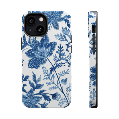 Blue Floral Magnetic Phone Case — Impact‑Resistant Protective Cover - DIGITAL X