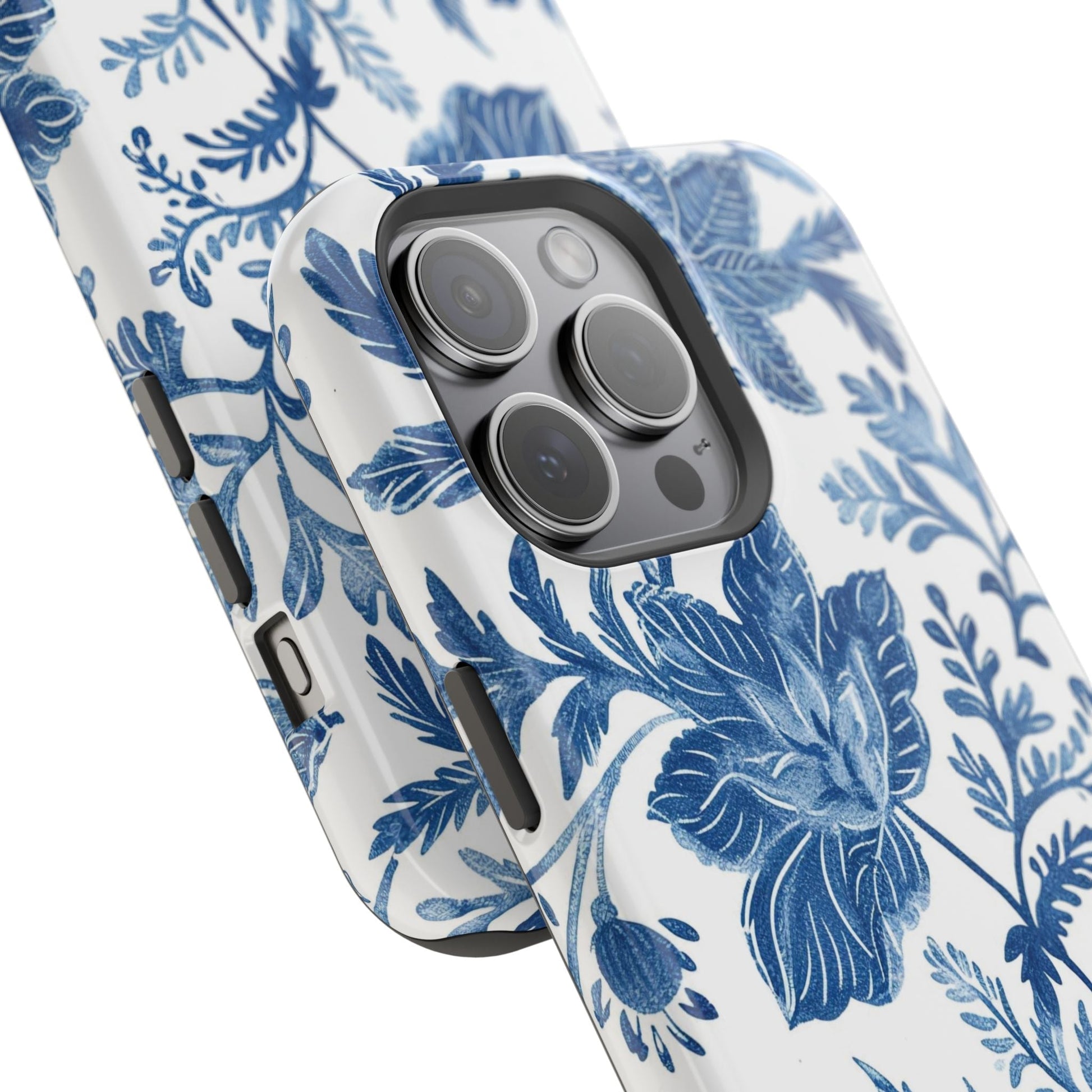 Blue Floral Magnetic Phone Case — Impact‑Resistant Protective Cover - DIGITAL X