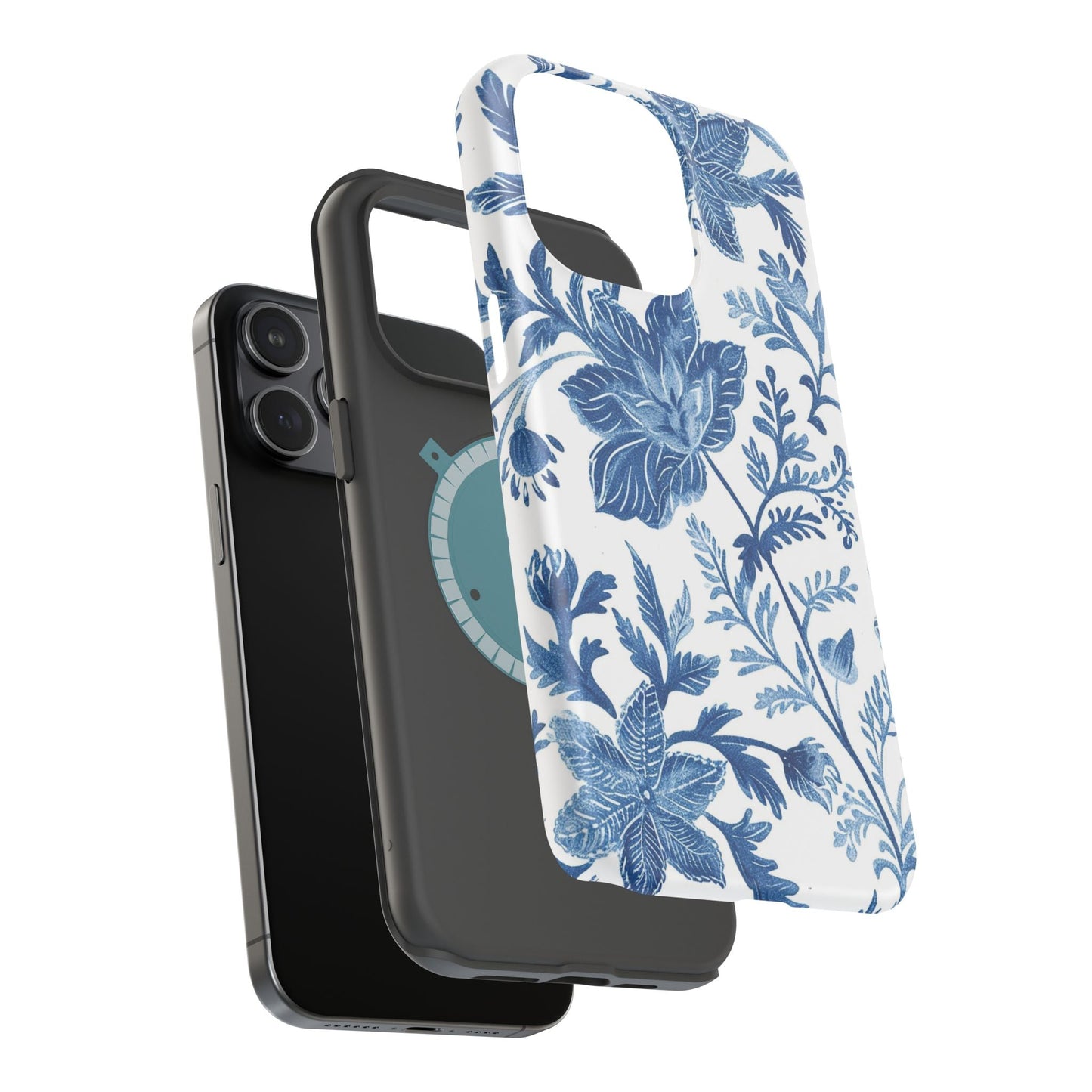 Blue Floral Magnetic Phone Case — Impact‑Resistant Protective Cover - DIGITAL X