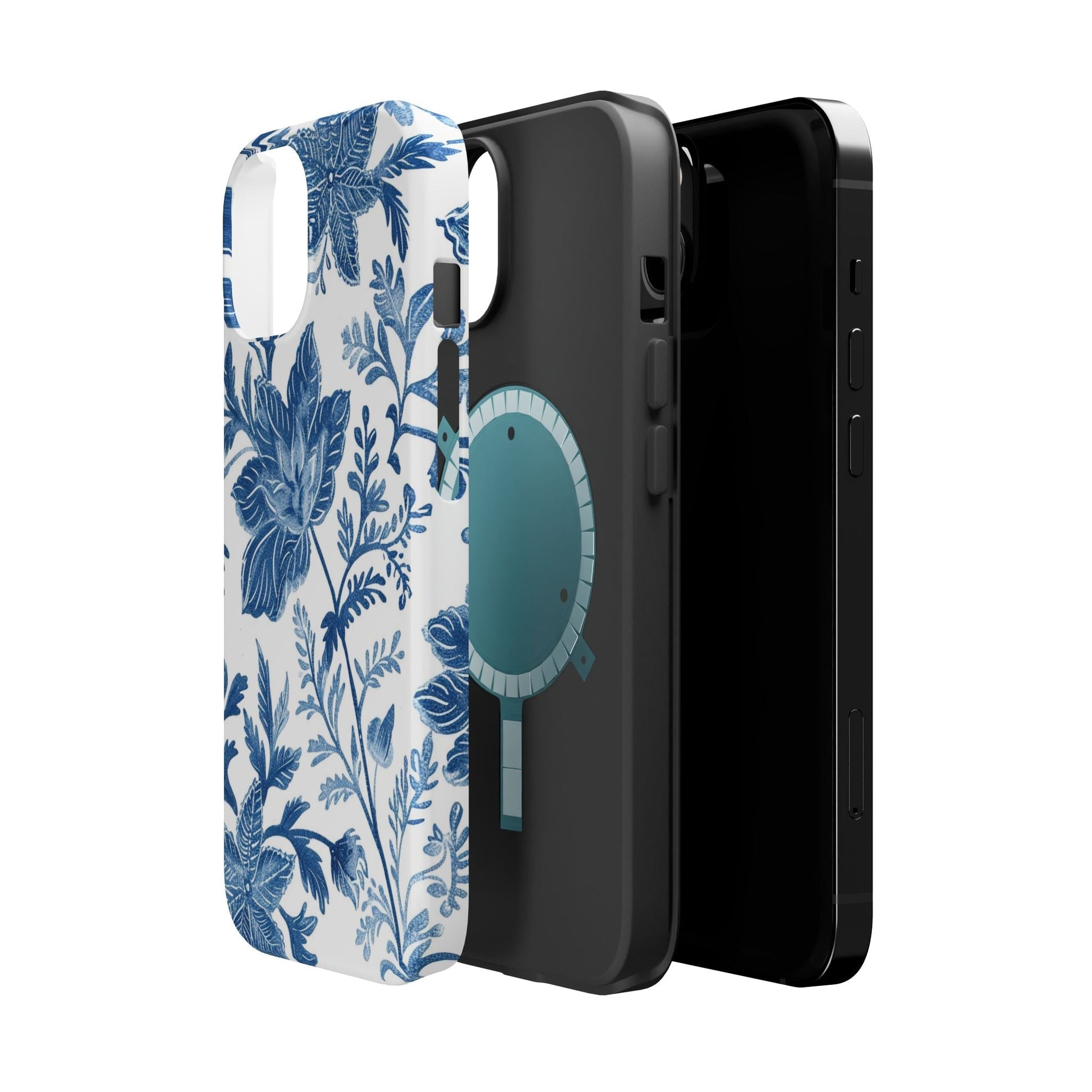 Blue Floral Magnetic Phone Case — Impact‑Resistant Protective Cover - DIGITAL X