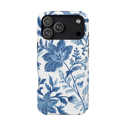 Blue Floral Magnetic Phone Case — Impact‑Resistant Protective Cover - DIGITAL X