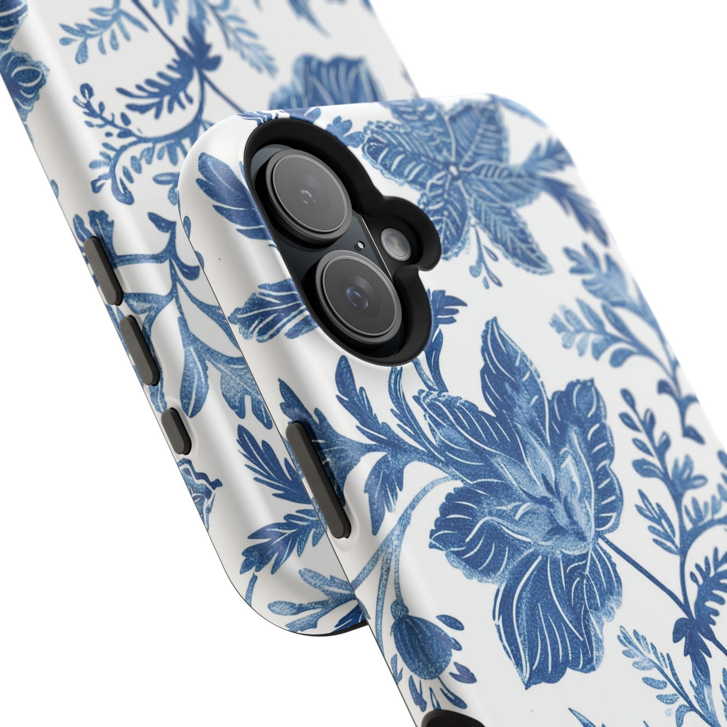 Blue Floral Magnetic Phone Case — Impact‑Resistant Protective Cover - DIGITAL X