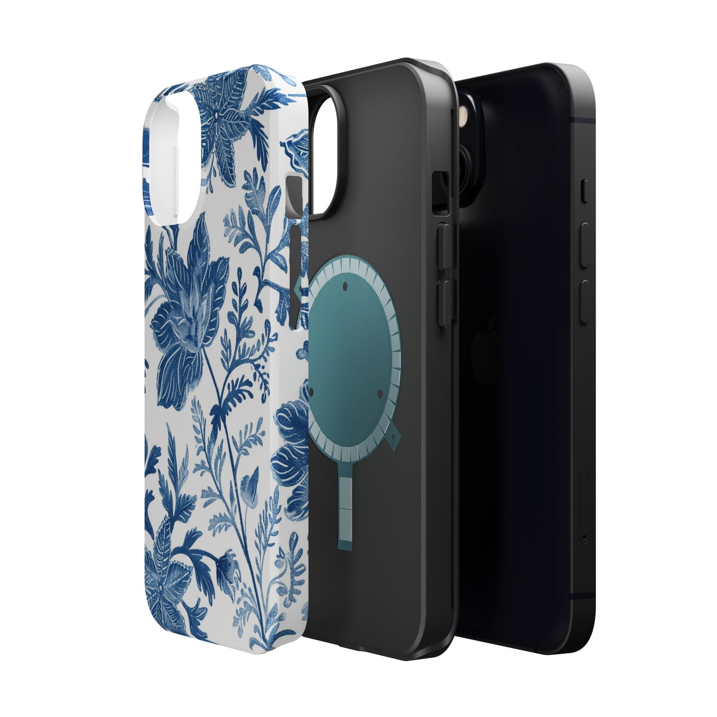 Blue Floral Magnetic Phone Case — Impact‑Resistant Protective Cover - DIGITAL X