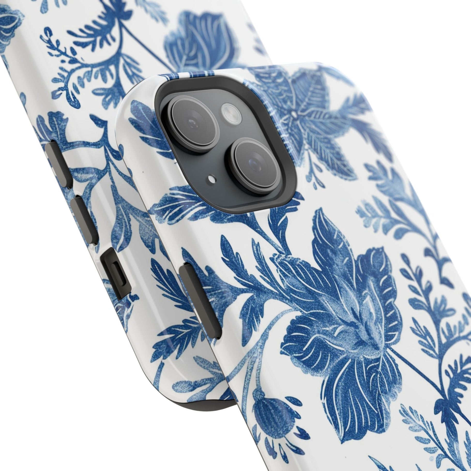 Blue Floral Magnetic Phone Case — Impact‑Resistant Protective Cover - DIGITAL X